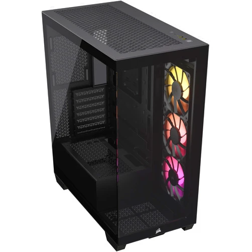 CORSAIR 3500X ARGB Mid-Tower ATX PC Case – Panoramic Tempered Glass – Reverse Connection Motherboard Compatible – 3X CORSAIR RS120 ARGB Fans Included – Black