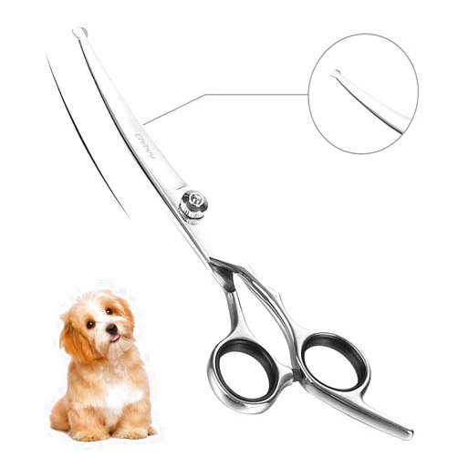 Chibuy Curved dog grooming scissors with Round Tips, Pet Shear for Cats, 4CR Stainless Steel Bending, Professional Tools for Home