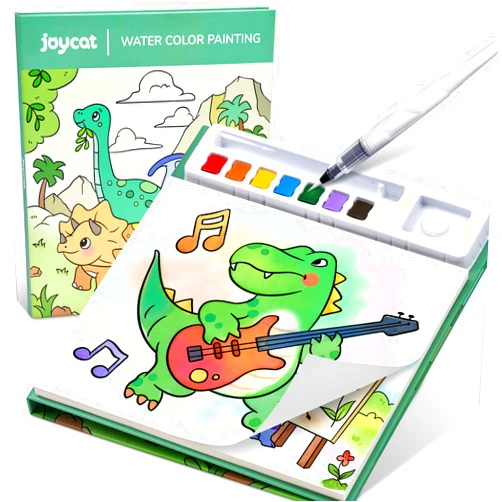 JoyCat Paint with Water Coloring Books for Toddlers, Watercolor Painting Sets for Kids Ages 3-5 4-8, Arts and Crafts Drawing Activities Toy Birthday Gift for Boys Girls (Dinosaur & Vehicle)