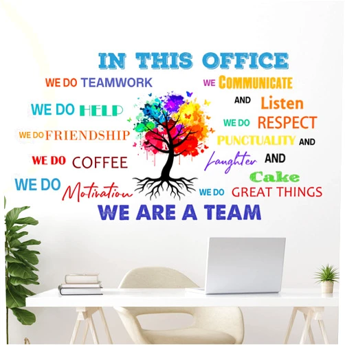 Chinco Office Inspirational Wall Decals Office Wall Decor for Quotes Positive Sayings Peel and Stick Workplace Stickers Motivational Teamwork Company Art We are a Team Gift(Elegant Style)