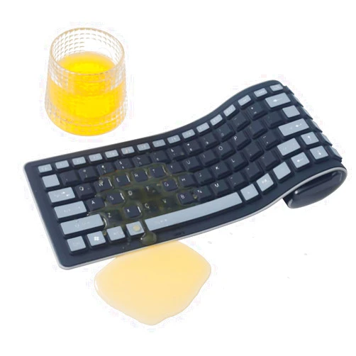 Urby Waterproof Roll Out/Roll Up Keyboard Ideal as Kids Computer Keyboard or Spare/Secondary Keyboard, Flexible, Portable, Foldable Wireless/USB Keyboard Made with Silicone. (Black, Wireless)