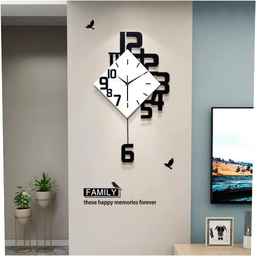 FLEBLE Large Wall Clocks for Living Room Decor Silent Pendulum Battery Operated Non-Ticking for Bedroom Kitchen Office Home 26