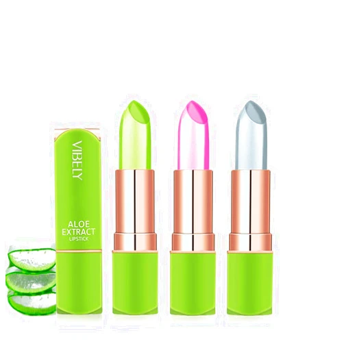 FLYEEO Aloe Vera Lipstick, Magic Temperature Color Change Waterproof Long Lasting Lip Balm, 24H Labiales Magicos Pintalabios Permanente 24 Horas Originales (3 Pcs Set)