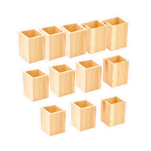 Cregugua 12 Pack Wood Pen hlolder Unfinished Wooden Pencil Holder for Homemade DIY Crafts (3