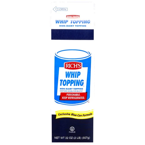 Rich's Non-Dairy Liquid Whip Topping, Thaw, Pour, and Whip for a Sweet Dessert Filling and Topping, 2lb Cartons, 12 per case