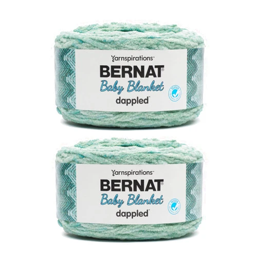 Bernat Baby Blanket Dappled Misty Jungle Green Yarn - 2 Pack of 300g/10.5oz - Polyester - 6 Super Bulky - 220 Yards - Knitting/Crochet