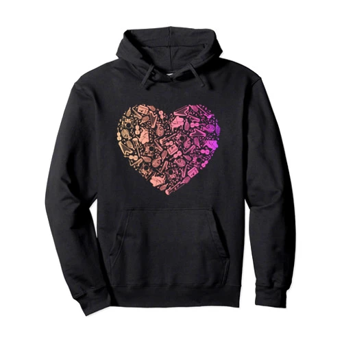 Love Music Gifts & Accessory Instruments Heart Love Musical Instruments Outfit Notes Music Heart Pullover Hoodie