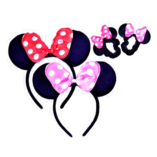 Generic Minnie Girl Mouse Headbands & Scrunchies for Hair. Mouse Ears. Super Cute. 4 PACK., Pink