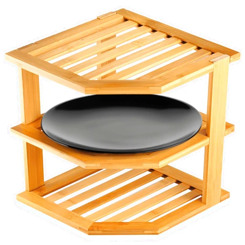 RoyalHouse Bamboo 3-Tier Corner Shelf Organizer for Countertop & Kitchen Cabinet, Space Organizer for Kitchen and Bathroom