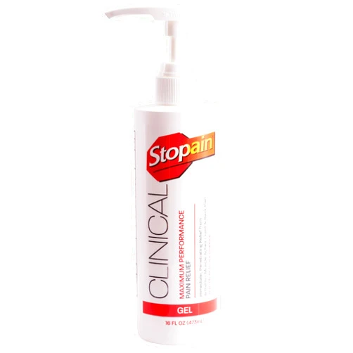 Stopain Clinical Pain Relief Gel 16 oz - Professional Formula for Arthritis, Knee, Back & Muscle Pain - Maximum Strength Gel for Joint & Nerve Pains with 10% Menthol Plus Glucosamine - Made in USA