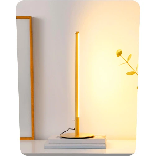 EDISHINE LED Table Lamp, Dimmable Bedside Lamp with 3 Colour Temperature, Touch Controller, Minimalist Lamp for Bedroom, Living Room, Corner Lighting, Gift, Reading, Metal Finish, Gold, 6W