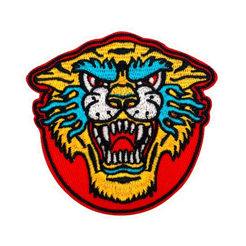 BESTIELAM Iron On Patch, Red Tiger Embroidered Patches, Retro Sew On Emblem DIY Accessories for Vest Jackets, Clothes, Hats, Backbags & Jeans.