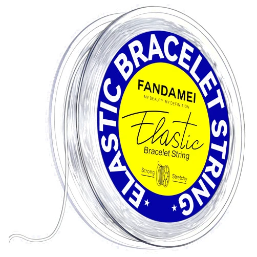 FANDAMEI 1mm Elastic Bracelet String Cord, Crystal Stretch Bead Cord for Bracelets Jewelry Making, Clear Stretchy Elastic String for Beading, Transparent Thread for Bracelet Necklace Making