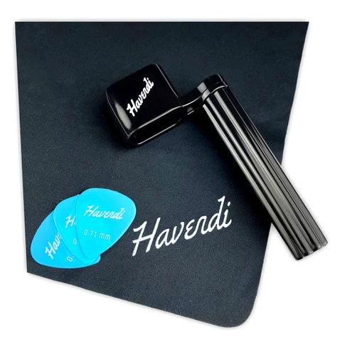 HAVENDI® Premium string winder with 3 picks and guitar cleaning cloth | string spindle for faster string changing. Acoustic guitar, acoustic guitar, classical guitar and electric guitar.