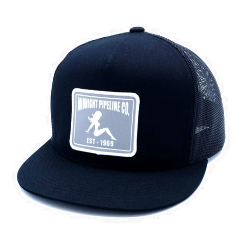 Pipeline Legit Midnight Pipeline - Flat-Bill Trucker Snapback Hat - Black