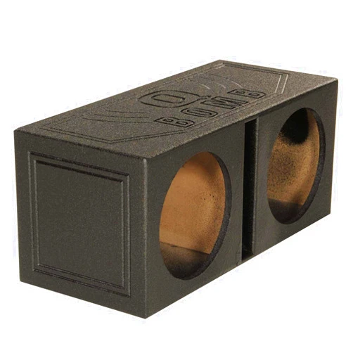 Q Power QBOMB10V Dual 10 Inch Vented Port Subwoofer Sub Box, 1 Cubic Foot per Sub, Tuning Frequency 40 hZ, with Bedliner Spray