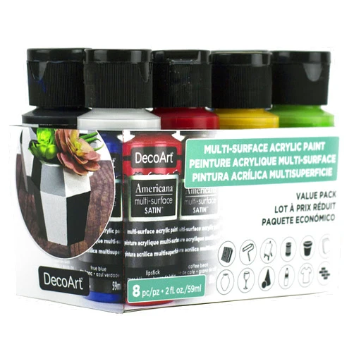 DecoArt Multi-Surface Satin Acrylic Paint Set - Basic Colors, 8PK - 8 Ct.