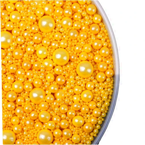 crystalyhj Yellow Halloween Sprinkles-Christmas Desserts Sprinkles-Yellow Candy Pearl Sprinkles 130g/4.8oz Cake Cupcake Topper Cookies Baby Shower Chirstmas Decorations Mix 5 Size (Yellow) 4.8 Ounces