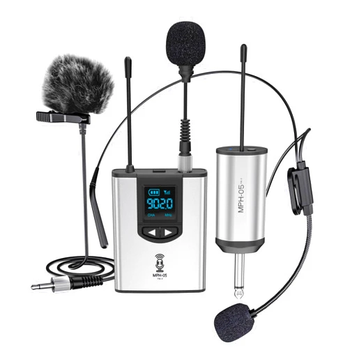 Ttstar Wireless Microphone System Headset/Stand/Lavalier Lapel Mic with Rechargeable Bodypack Transmitter Receiver for Smartphone, PA Speaker, Recording, Teaching, Church, Vlog