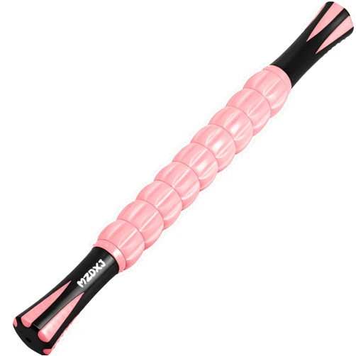 MZDXJ Muscle Roller & Massage Roller Stick for Athletes - Lymphatic Drainage Support, Relieves Muscle Soreness, Cramping & Tightness - Targets Legs, Arms, Back & Calves （Pink - 18inch）