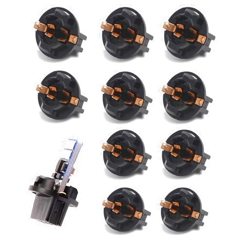 Slykew 10 PCS Car Light Holders, 0.71 Inches Mini Wedge Reading Light Bulb Base, Twist Lock Dashboard Instrument Light Socket, Fits Most Cars (Black)