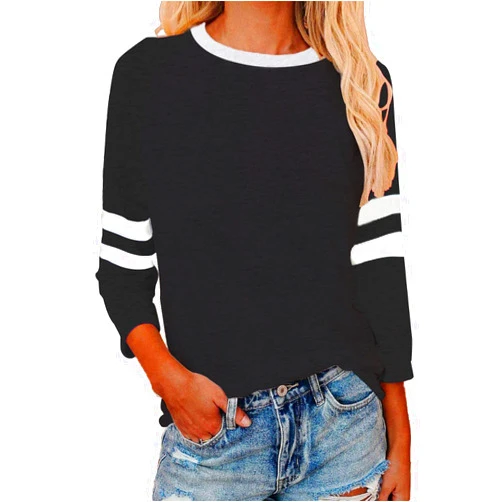 Vekline Baseball Shirts Women's Casual T-Shirts 3/4 Sleeve Color Block Cute Tops Comfy Blouses