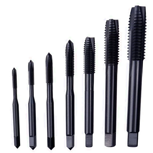 Wolfride Spiral Point Tap Set Metric and Standard Tap Drill Bit Set Threading Tool M3 M4 M5 M6 M8 M10 M12 (7Pcs)