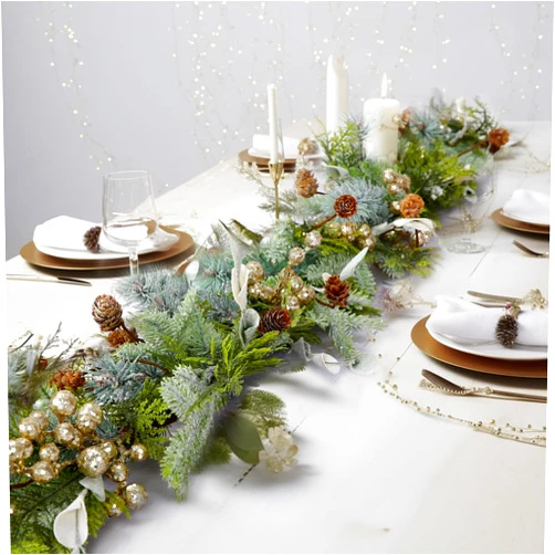 WBHome 6ft Pre-lit Mixed Snowy Norway Spruce & Pine Branch with Shimmy Berries Mantle Prelit Christmas Garland, Winter Flocked Garland for Christmas Holiday Seasonal Indoor/Outdoor Home Decor Mantle