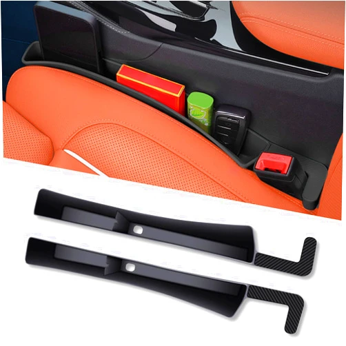 Zmoso 2PCS Car Seat Gap Filler Organizer, Black Multifunctional Cars Gap Fillers Storage with USB and Phone Holder, Auto Interior Accessories Prevent Things from Falling Between Seats and Console