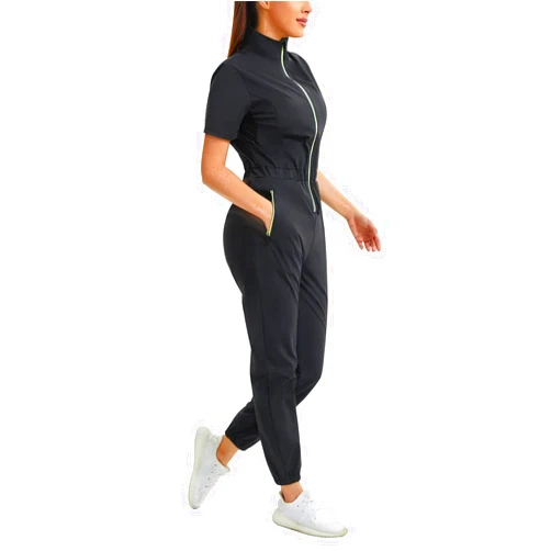 Junlan Sauna Suit for Women Sweat Jumpsuit Stand Collar Heat Trapping Shirt for Women Workout Sports