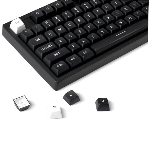 OHY XVX Keycaps 137 Keys, Double - Shot PBT Custom Keycap Set, Minimalist Style White on Black Keycaps, CSA Profile Keycaps for Cherry Gateron MX Switches Mechanical Keyboard.