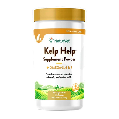NaturVet Kelp Help Plus Omegas Skin and Coat Supplement for Dogs and Cats, Powder, Made in The USA with Globally Source Ingredients 1 Pound