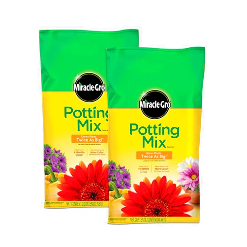 Miracle-Gro Potting Mix, For Container Plants, Flowers, Vegetables, Shrubs, Annuals, Perennials, Feeds up to 6 Months, 8 qt., 2-Pack