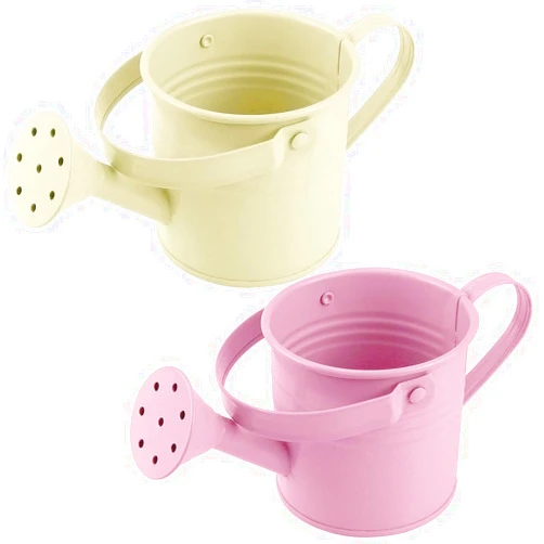 LNQ LUNIQI 2Pcs Mini Watering Can Sprinkler Bucket for Kids Metal Gardening Water Pot for Outdoor and Indoor House Plants, /Beige/Cute Watering Can