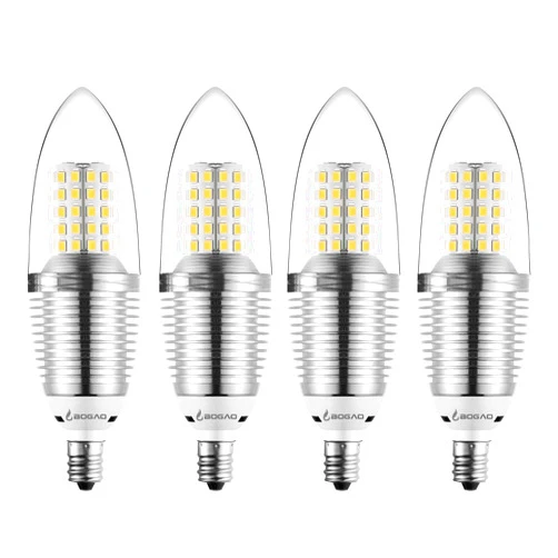 BOGAO E12 LED Candelabra Bulb, 12W Warm White 3000K LED Candle Bulbs, 80-100 Watt Light Bulbs Equivalent, E12 Candelabra Base,1200 Lumens LED Lights,Torpedo Shape (4 Pack)