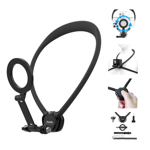 TELESIN° Neck Mount Se 2.0 Combo Set, Magnetic Phone Holder for iPhone Android, Chest Strap Hand Free POV Video Phone Stand for iPhone 16 15 14 13 12 Samsung Android Action Cameras