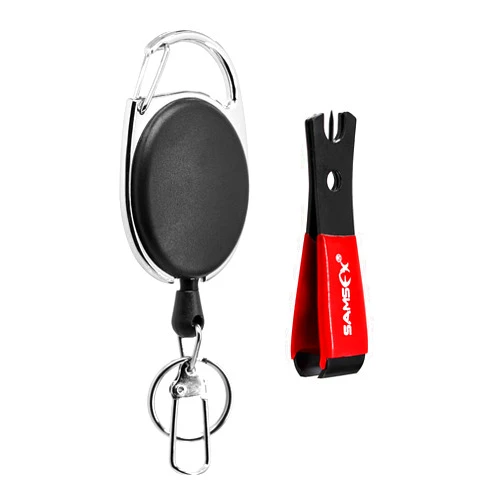 SAMSFX Fly Fishing Nippers, Tippet Cutter, Leader or Line Clipper with Hook Eye Cleaner & Comfy Grip, Zinger Retractors Combo