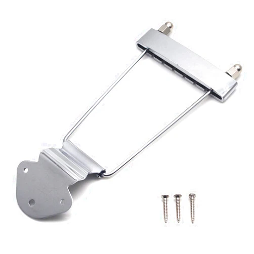 FarBoat 6-String Trapeze Tailpiece Bridge Metal Replacement Accessories for LP Jazz Archtop Guitar with Screws (Silver)