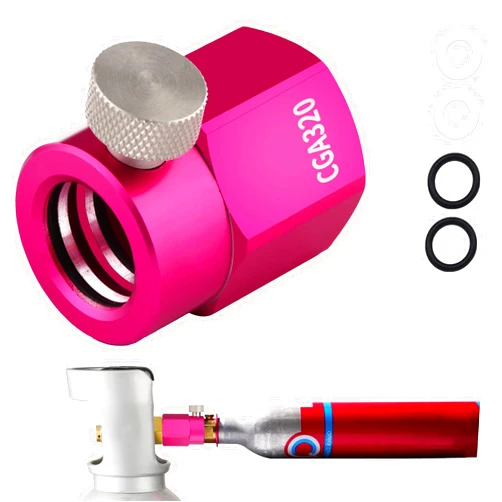 GURUDAR Quick Connect CO2 Refill Adapter for Soda Maker Pink CO2 Cylinder, CGA320 CO2 Tank Connector Kit for Filling 60L CO2 Canister Compatible with DUO ART TERRA GAIA Machines