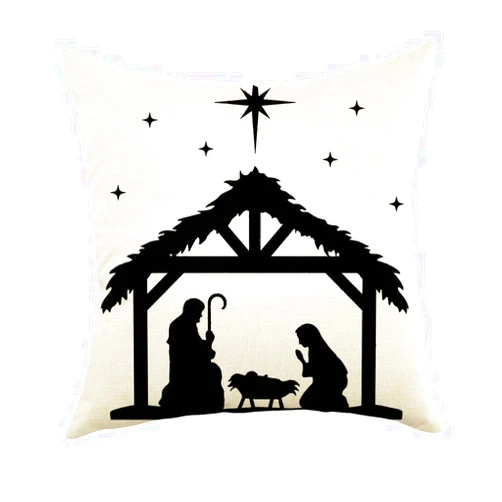 Ogiselestyle Christmas Oh Holy Night Nativity Throw Pillow Covers, 18 x 18 Inch Jesus Winter Holiday Cushion Case Decoration for Sofa Couch