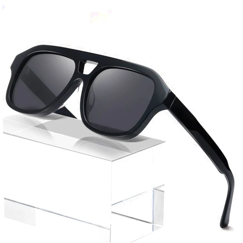 Missshine Misshine Polarized Sunglasses for Women Men, Trendy Double Bridge Sun Glasses Acetate Frame Shade UV400 Protection