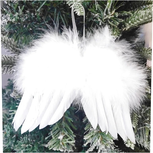 Kesywale 10Pcs White Angel Wings for Christmas Tree Ornament 6.7