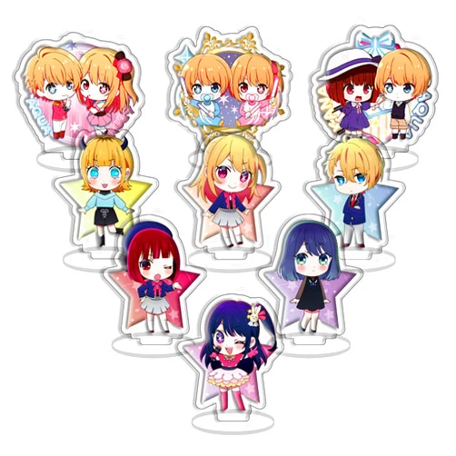 Asmunan OSHI NO KO Anime 9 pcs Acrylic Peripheral Stand Game Ornaments Collections Standing Figure Peripheral Table Decoration (1)