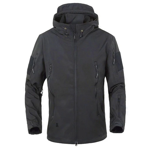 Hoksml Outdoor Jacket For Men Waterproof Windresistant Fleece Lined Shark Skin Soft Shell Multi-Pocket Coat Quick-Drying Top