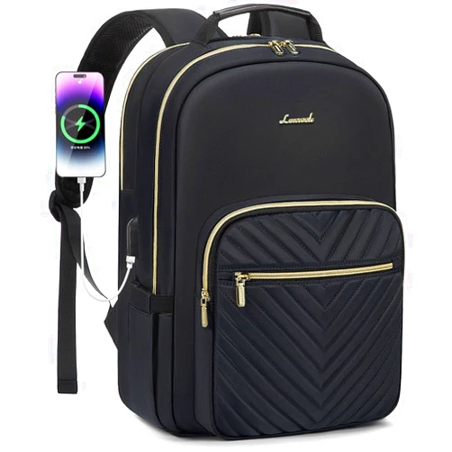 LOVEVOOK Laptop Backpack for Women 15.6 inch,Cute Womens Travel Backpack Purse,Professional Laptop Computer Bag,Waterproof Work Business College Teacher Bags Carry on Backpack with USB Port,Black