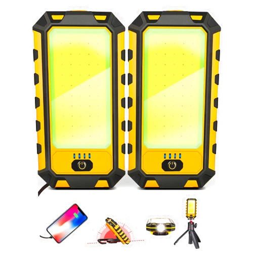Innofox LED Rechargeable Magnetic Work Light 40W 1500Lumens, Hanging Hook 4 Lighting Modes, Job Site Lighting for Car Repairing, Camping, Hunting, and Hurricane (2, Orange)