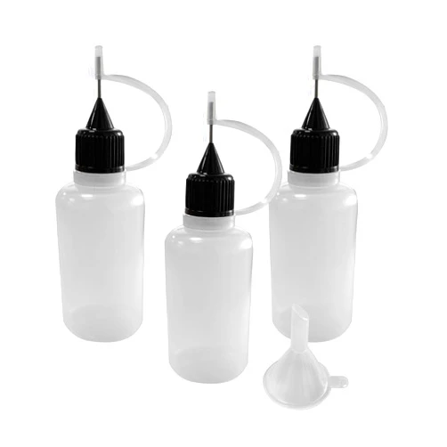 Augeny 3PCS Needle Tip Glue Bottle, 30ML Blunt Needle Tip Precision Applicator Oil Bottles with Funnel, Empty Applicator Glue Oiler Squeeze Bottle for for Glue Liquid Oil DIY Craft