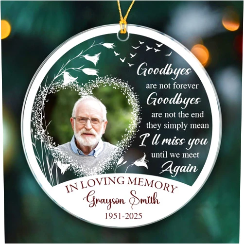 Ciciron Customized Name/Photo Loved Ones First Xmas in Heaven Ornaments, Goodbyes are Not Forever Christmas Ornament 2025, Personalized Memorial Ornament Gift for Loss Loved One, Remembrance Memory Ornaments