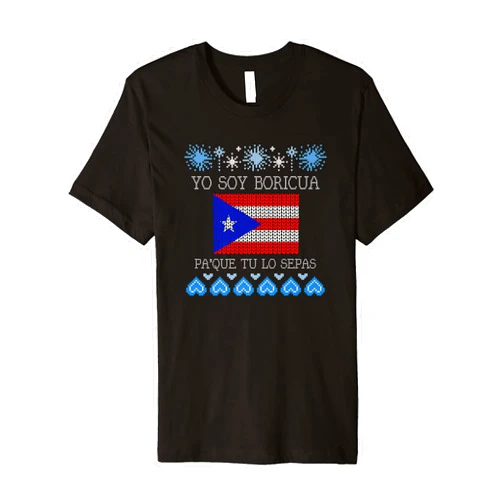 Puerto Rico Family Christmas Pajamas Set PJS Gifts Puerto Rico Flag Ugly Christmas Sweater Navidad Boricua Xmas Premium T-Shirt