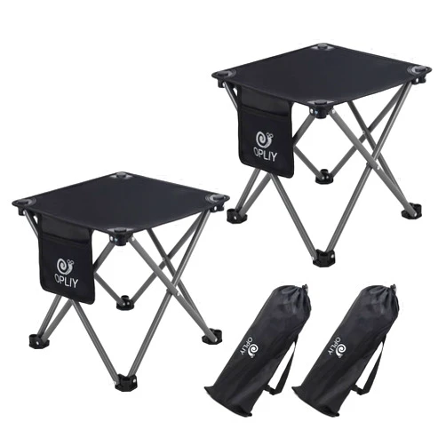 Opliy Camping Stool 2 Pack,13.5 Inch Portable Folding Stool for Outdoor Gardening and Beach Hiking Fishing,Foot Stool with Carry Bag (Black)